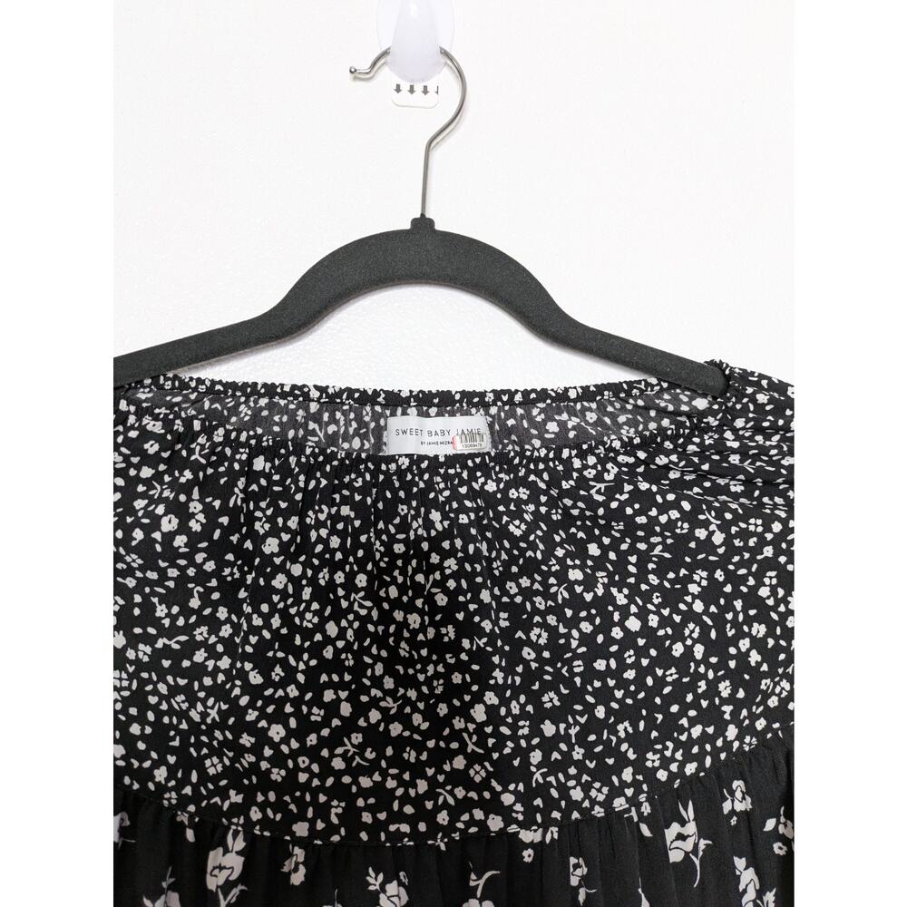 Sweet Baby Jamie Tiered Black Floral Midi Skirt Size XS - Picture 4 of 8